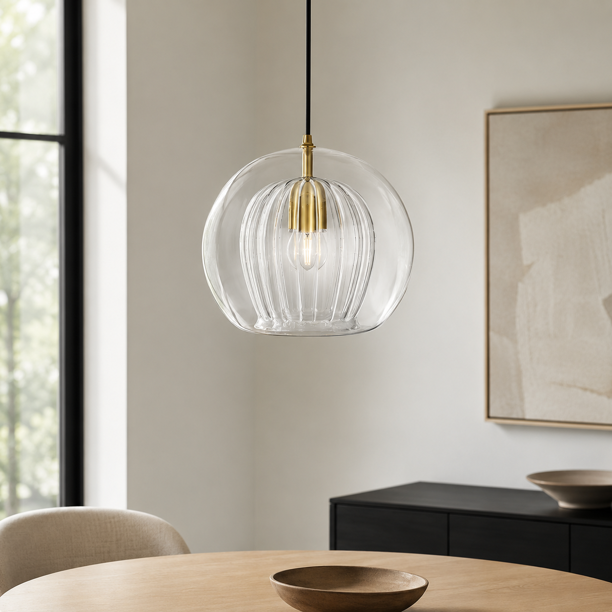 Nordic Spherical Glass Pendant Light for Modern Spaces | Kylvera