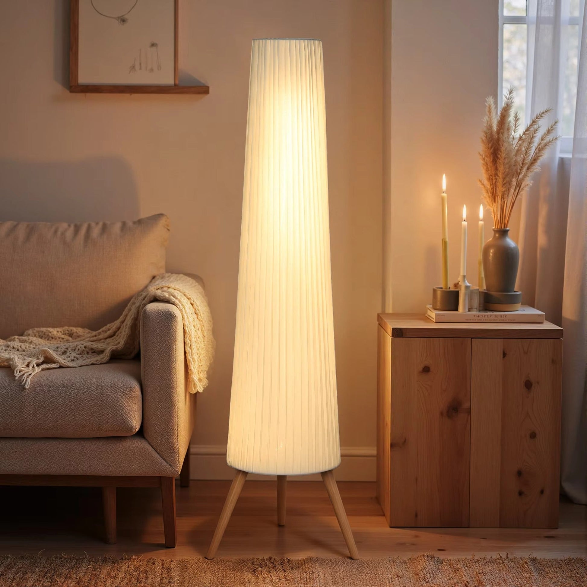 Nordic Style Adjustable Brightness Wood Tripod Floor Lamp | Lampora