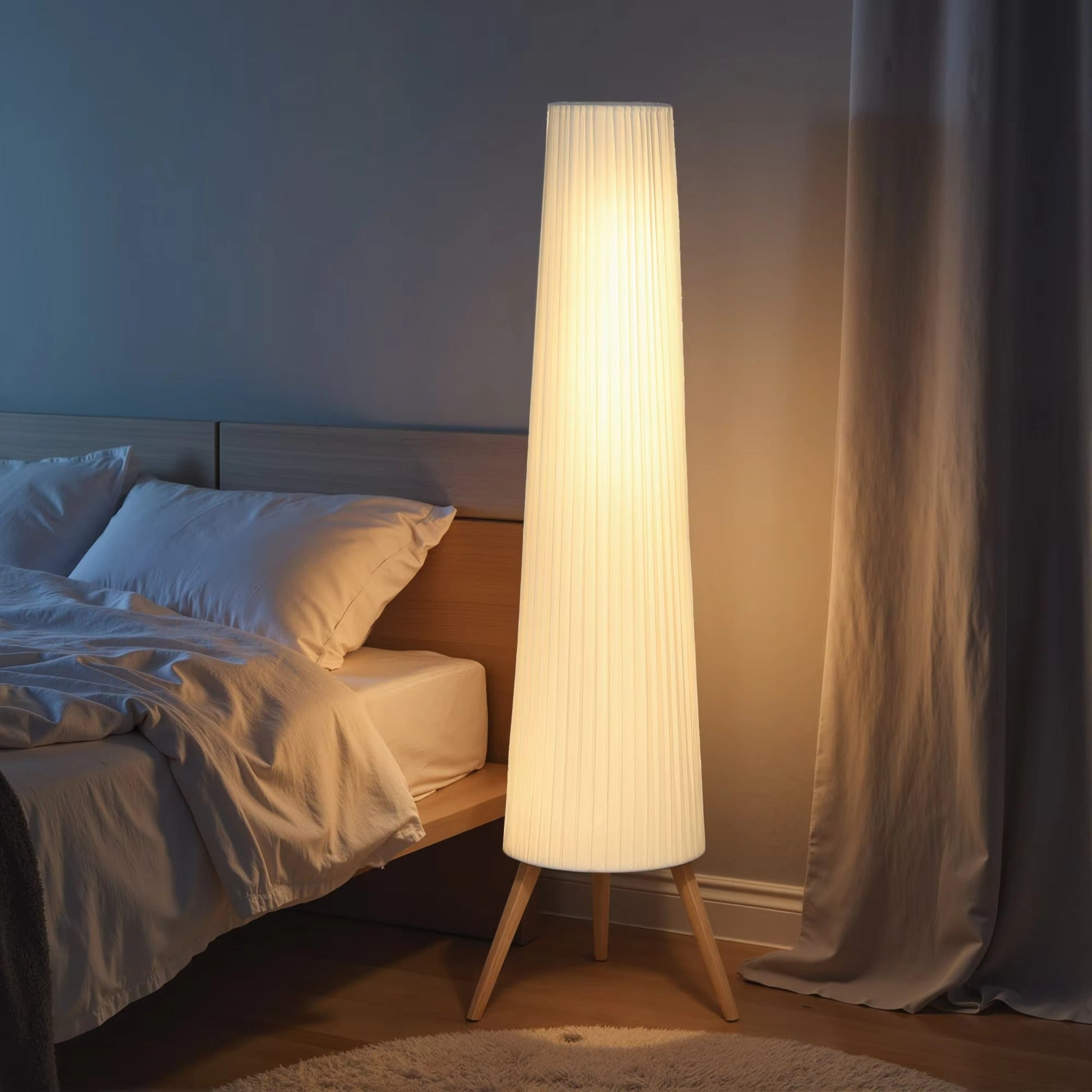 Nordic Style Adjustable Brightness Wood Tripod Floor Lamp | Lampora