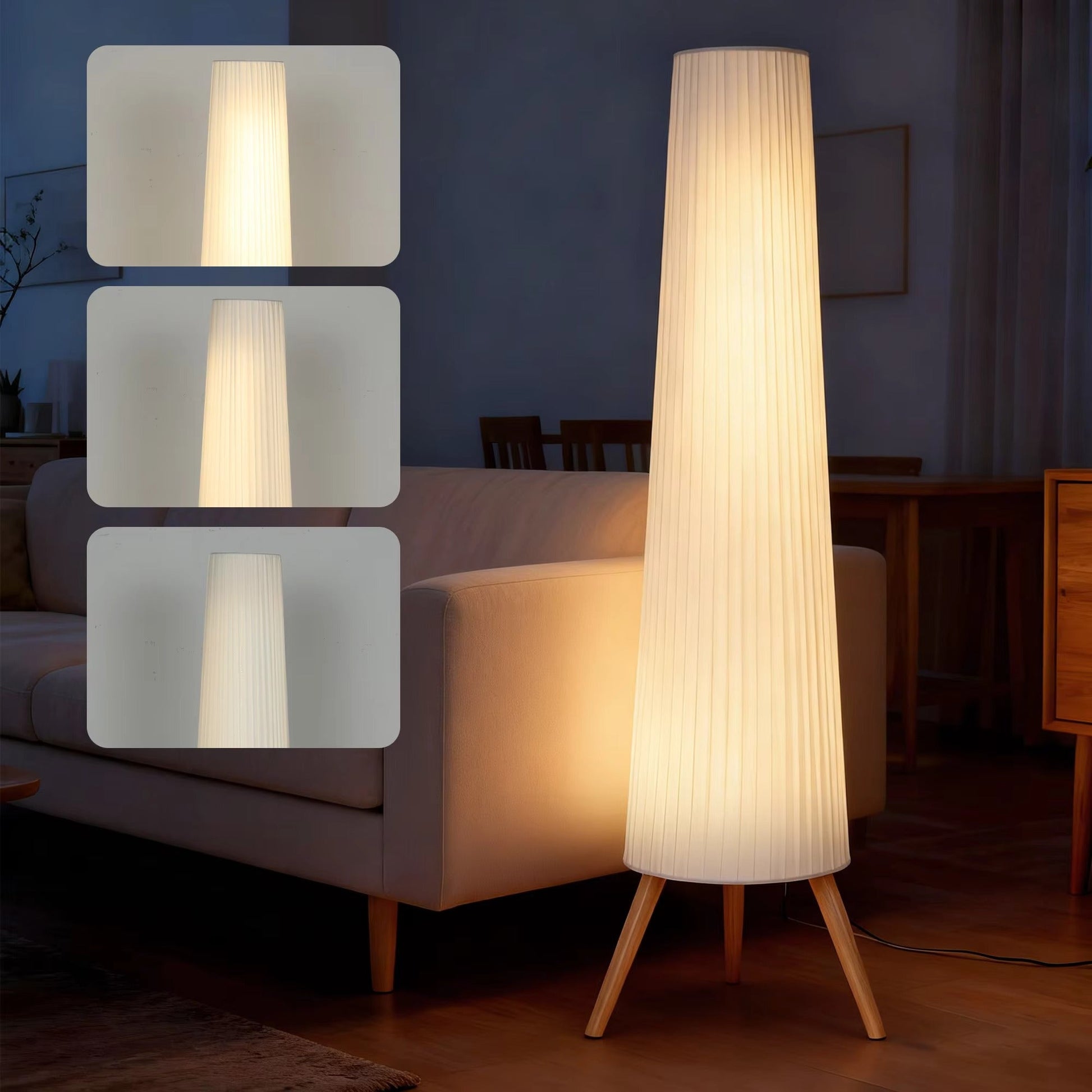 Nordic Style Adjustable Brightness Wood Tripod Floor Lamp | Lampora