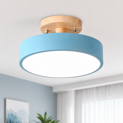 Nordic Style LED Ceiling Light with Wooden Canopy | Korali