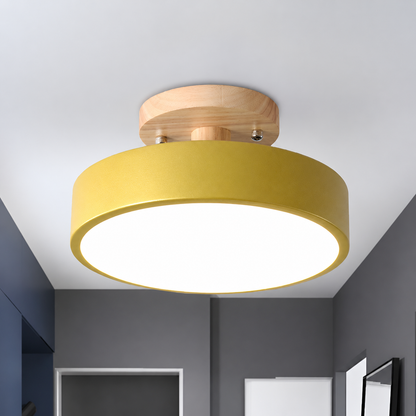 Nordic Style LED Ceiling Light with Wooden Canopy | Korali