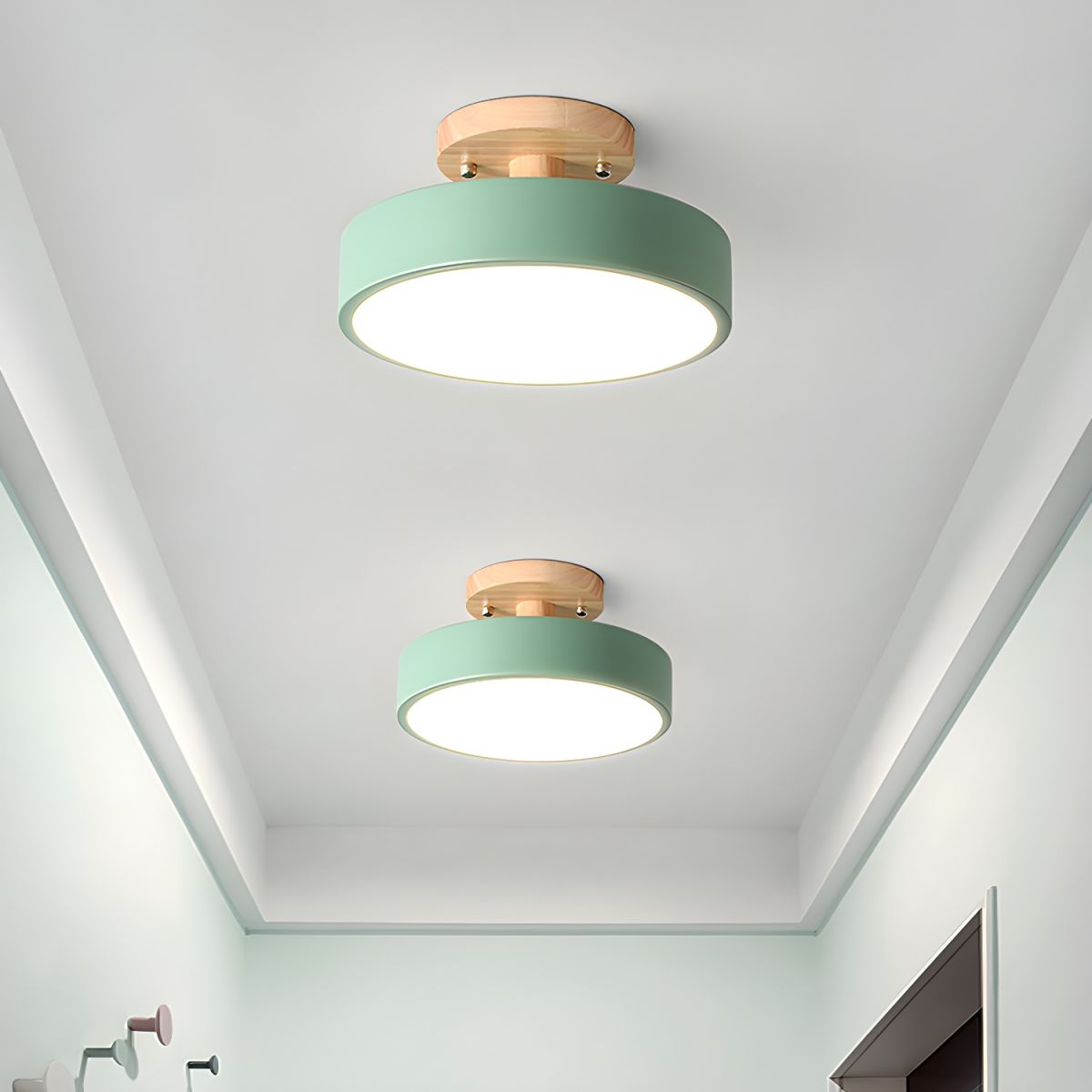 Nordic Style LED Ceiling Light with Wooden Canopy | Korali