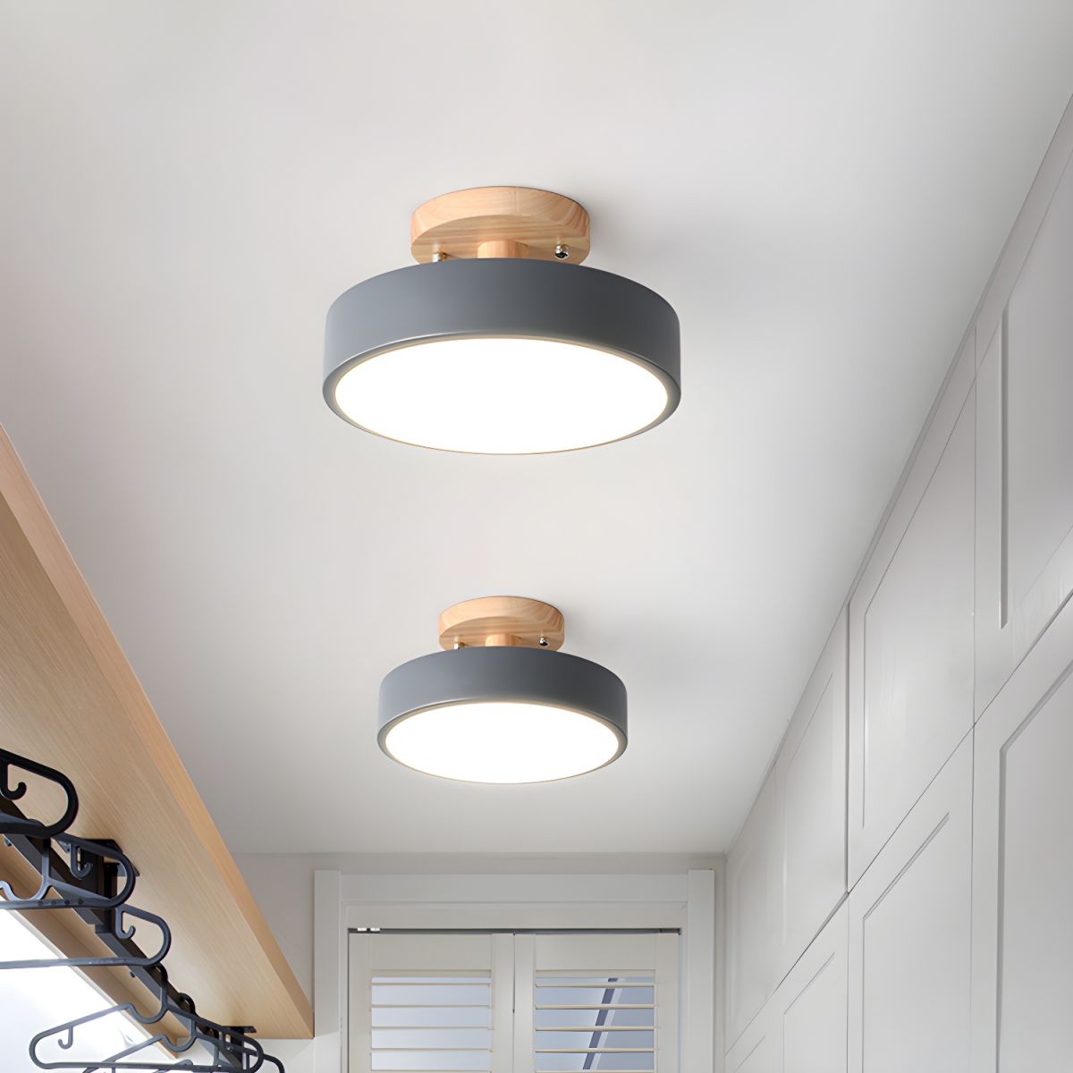 Nordic Style LED Ceiling Light with Wooden Canopy | Korali