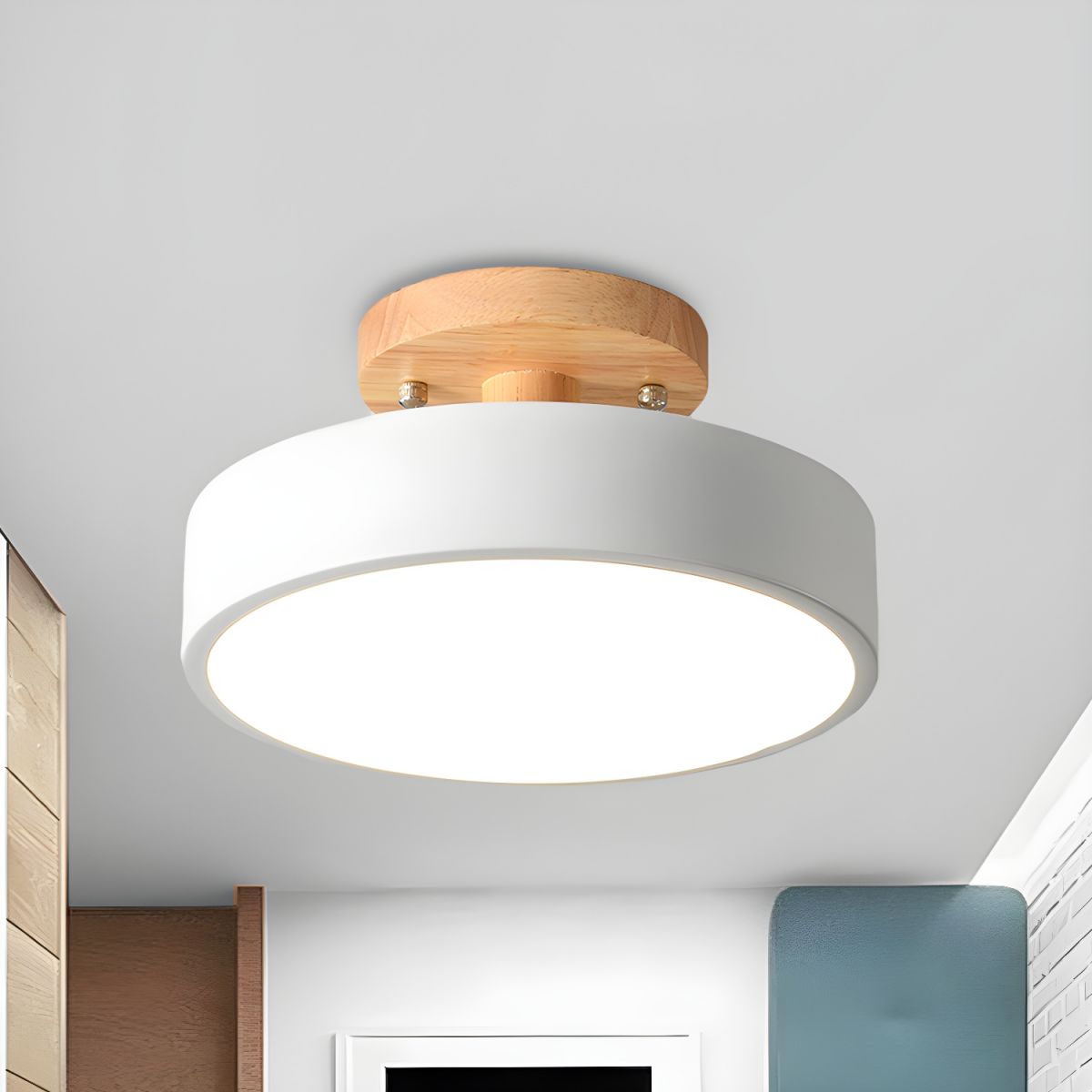 Nordic Style LED Ceiling Light with Wooden Canopy | Korali