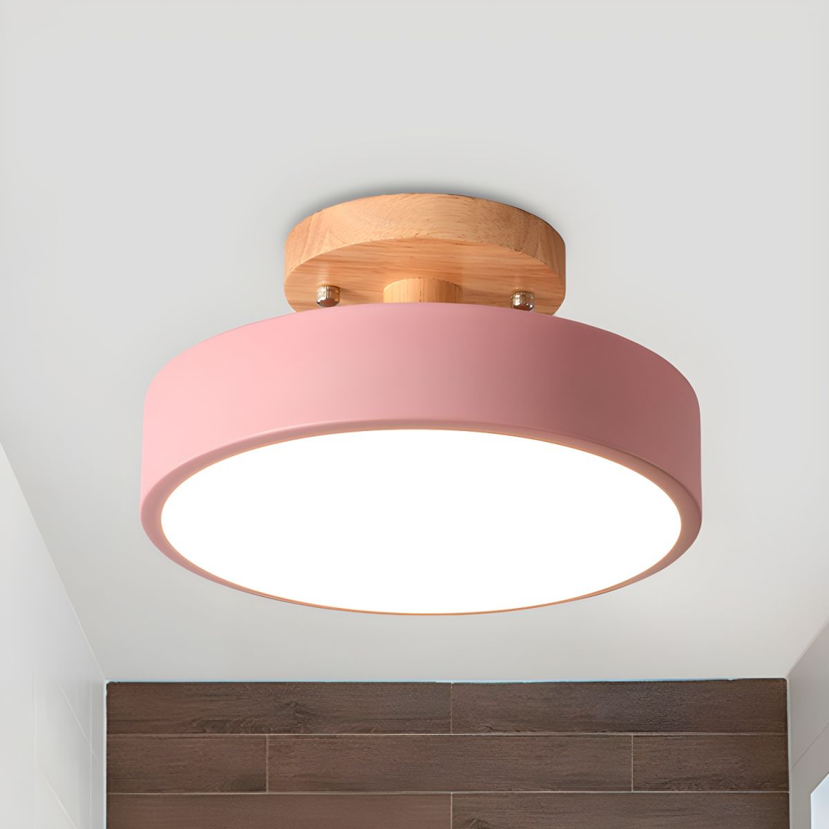 Nordic Style LED Ceiling Light with Wooden Canopy | Korali