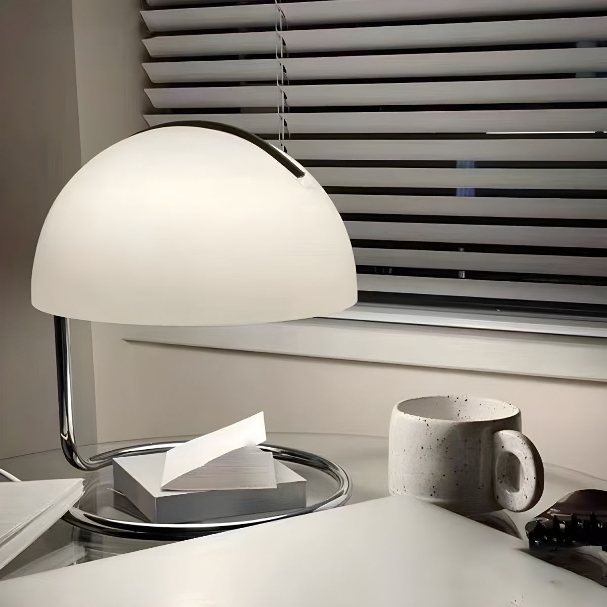 Nordic Table Lamp with Glass Dome Shade Modern Style | Dorlian