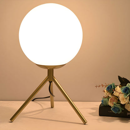 Nordic Table Lamp with Glass Globe and Gold Tripod Base | Darnico