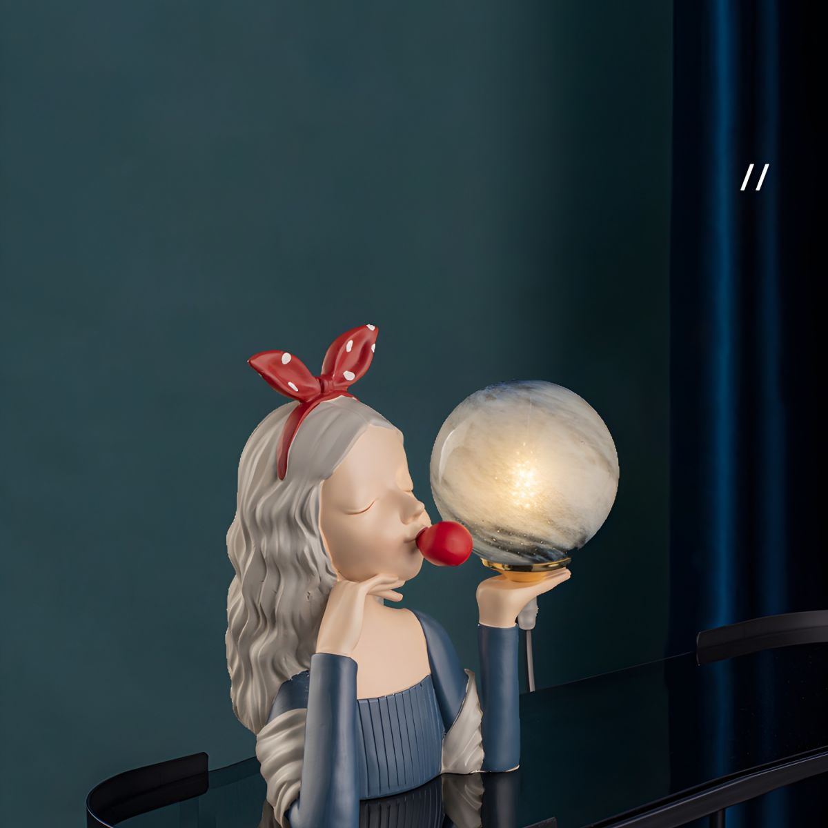 Nordic Table Lamp with Spherical Glass Shade | Jorvaki