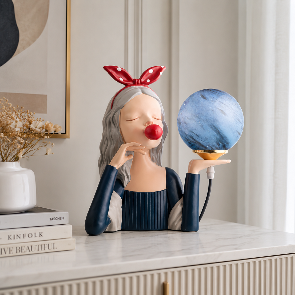 Nordic Table Lamp with Spherical Glass Shade | Jorvaki