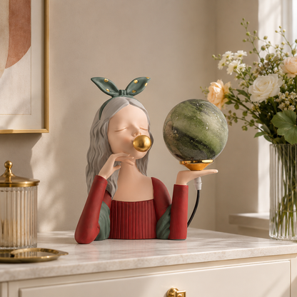 Nordic Table Lamp with Spherical Glass Shade | Jorvaki