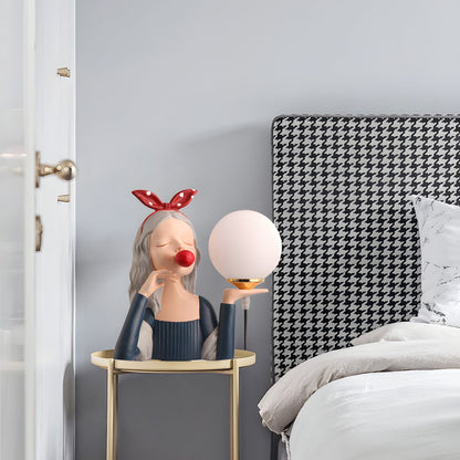 Nordic Table Lamp with Spherical Glass Shade | Jorvaki
