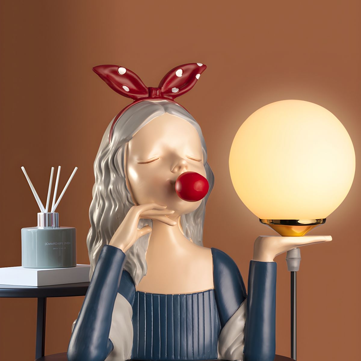 Nordic Table Lamp with Spherical Glass Shade | Jorvaki