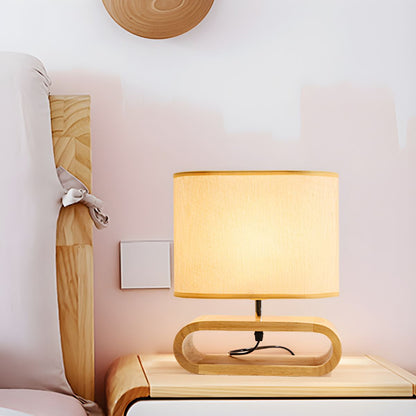 Nordic Table Lamp with Wood Base Fabric Shade | Jorveta