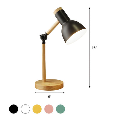 Nordic Table Lamp with Wooden Arm Macaron Style | Dravico