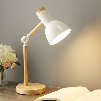 Nordic Table Lamp with Wooden Arm Macaron Style | Dravico