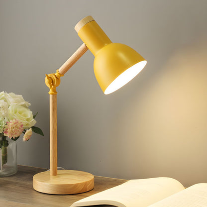 Nordic Table Lamp with Wooden Arm Macaron Style | Dravico