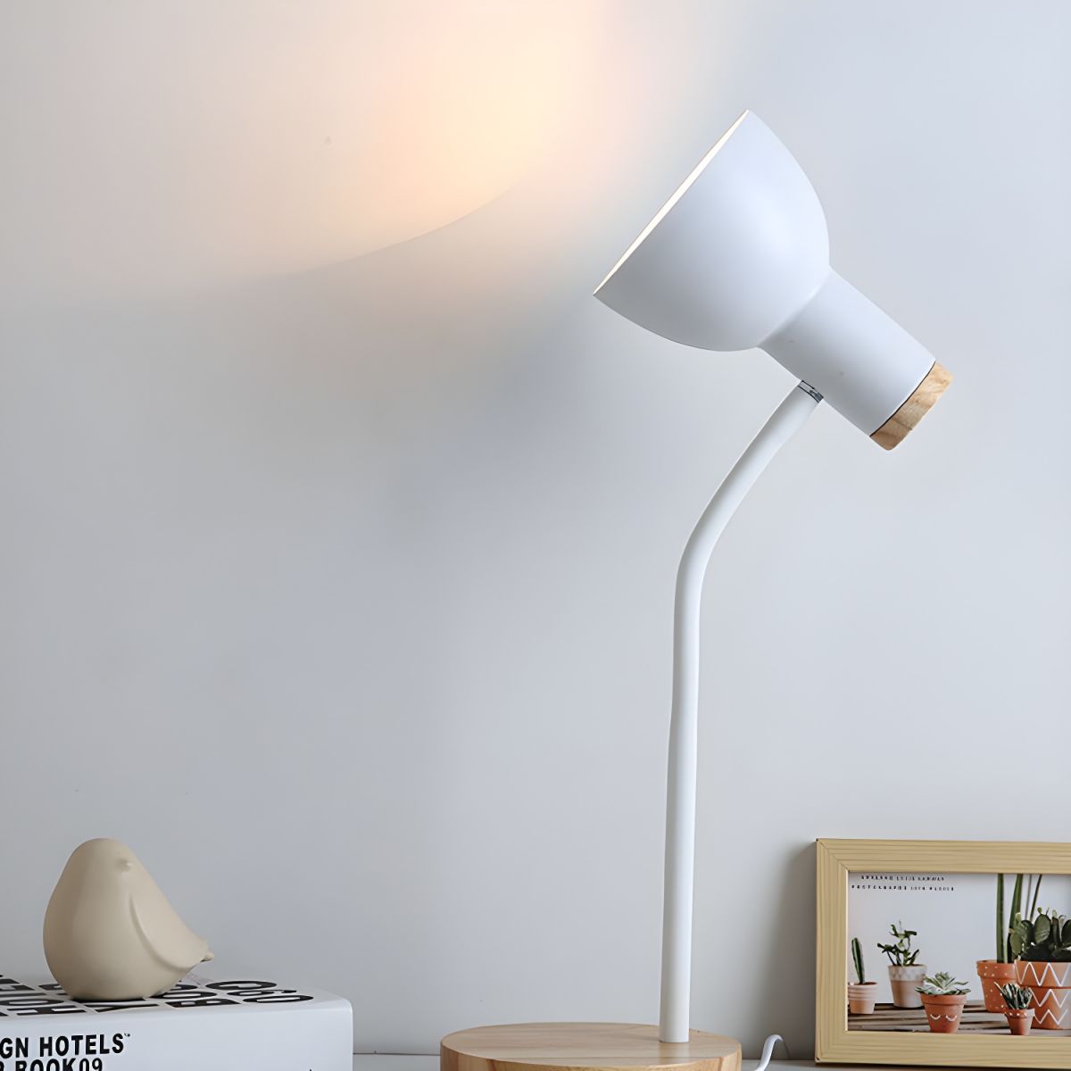 Nordic Table Lamp with Wooden Base and Metal Shade | Tenvira