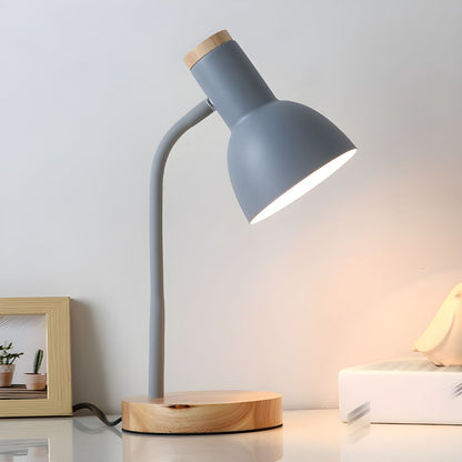 Nordic Table Lamp with Wooden Base and Metal Shade | Tenvira