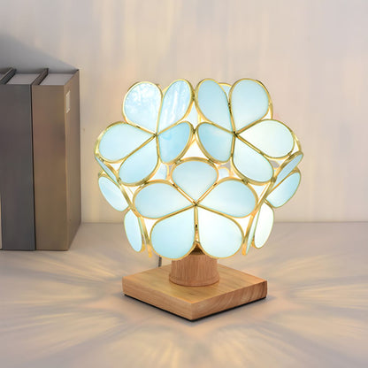 Nordic Tiffany Stained Glass Table Lamp with Wood Base | Drovelle