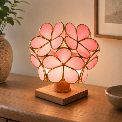 Nordic Tiffany Stained Glass Table Lamp with Wood Base | Drovelle