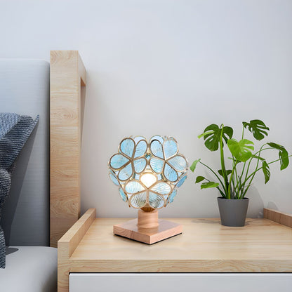 Nordic Tiffany Stained Glass Table Lamp with Wood Base | Drovelle