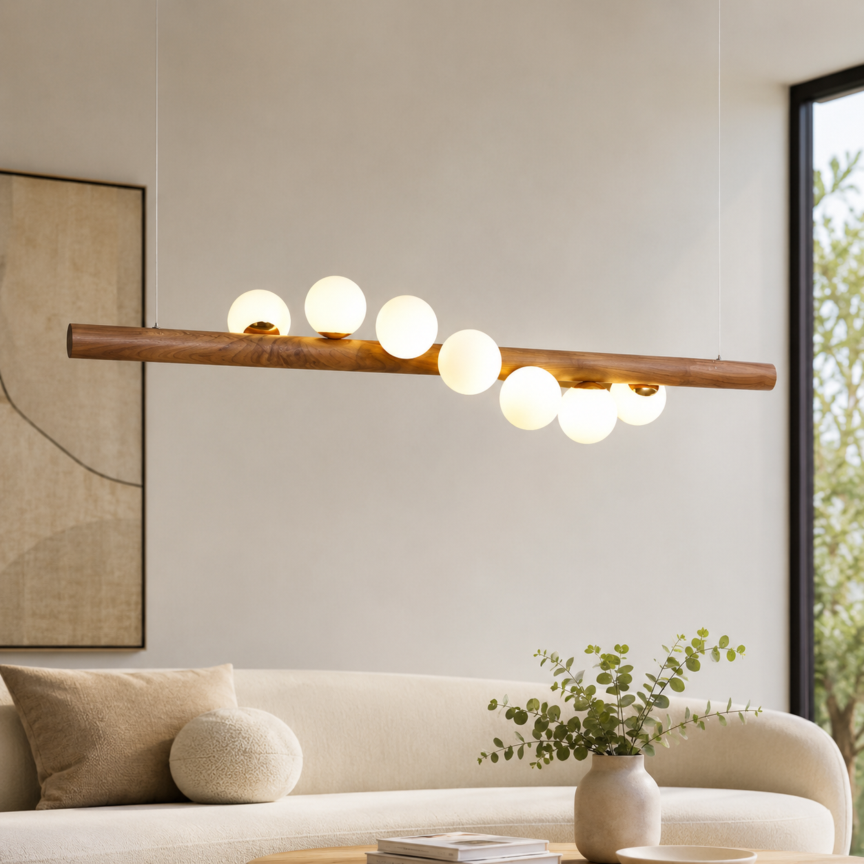 Nordic Timber Finish Pendant Light for Modern Spaces | Temvaro