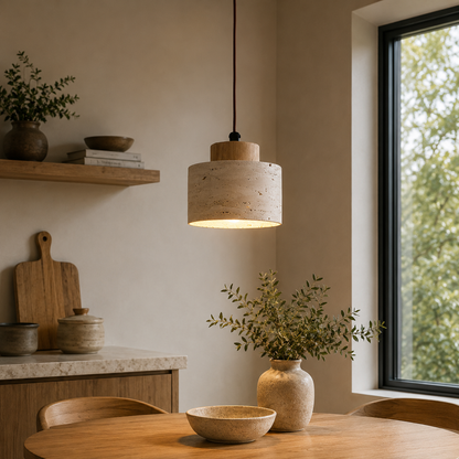 Nordic Travertine Pendant Light with Integrated LED | Orylix