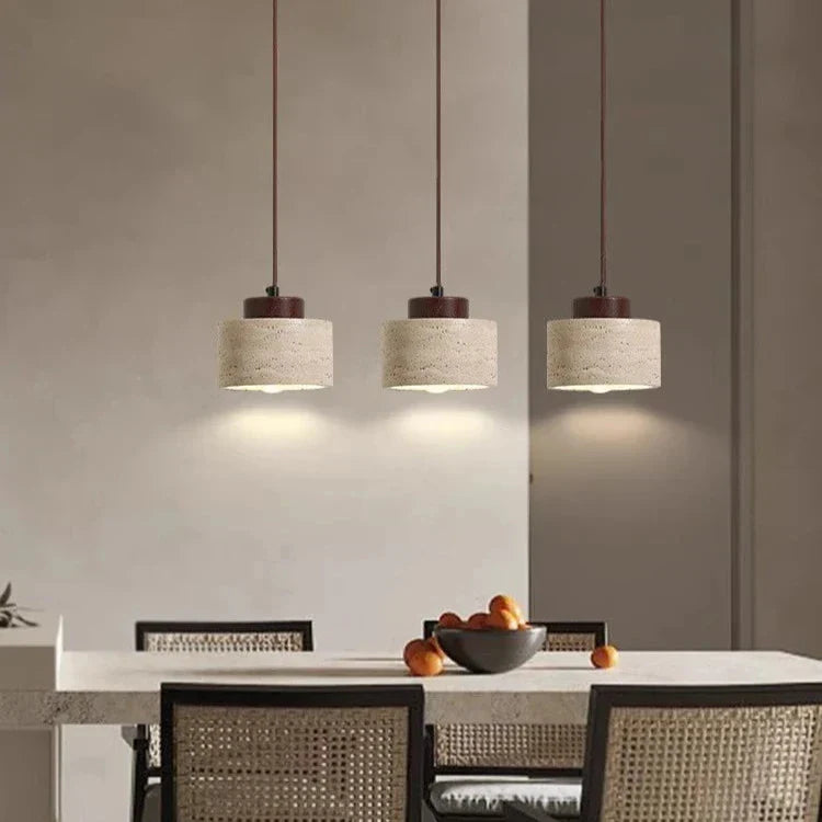 Nordic Travertine Pendant Light with Integrated LED | Orylix