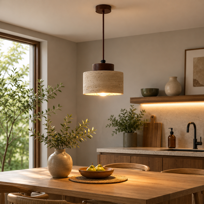 Nordic Travertine Pendant Light with Integrated LED | Orylix