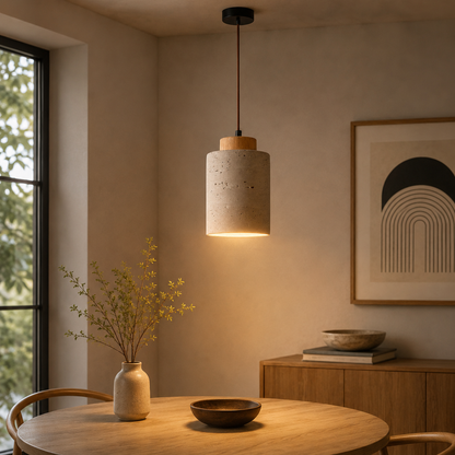 Nordic Travertine Pendant Light with Integrated LED | Orylix