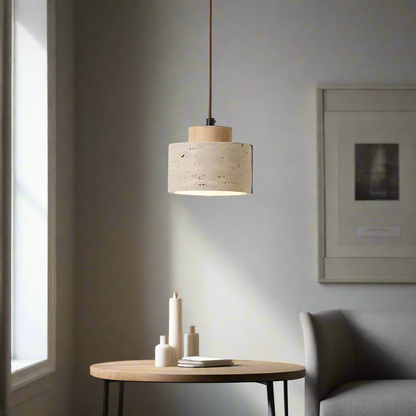 Nordic Travertine Pendant Light with Integrated LED | Orylix