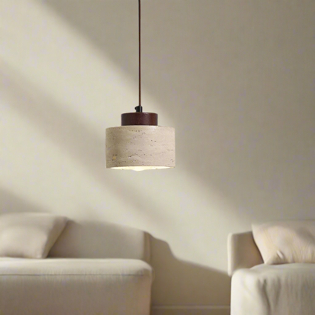 Nordic Travertine Pendant Light with Integrated LED | Orylix