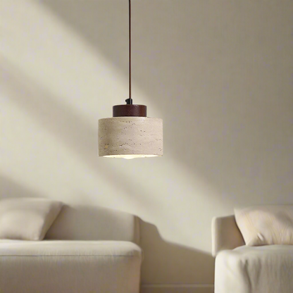 Nordic Travertine Pendant Light with Integrated LED | Orylix