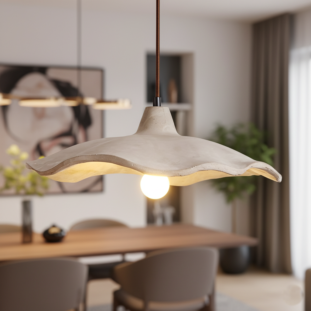 Nordic Wabi Sabi Pendant Light With Cement Flower Shade | Corvella