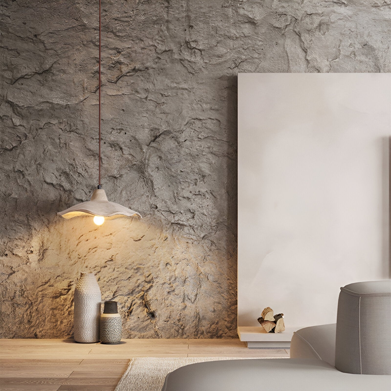 Nordic Wabi Sabi Pendant Light With Cement Flower Shade | Corvella
