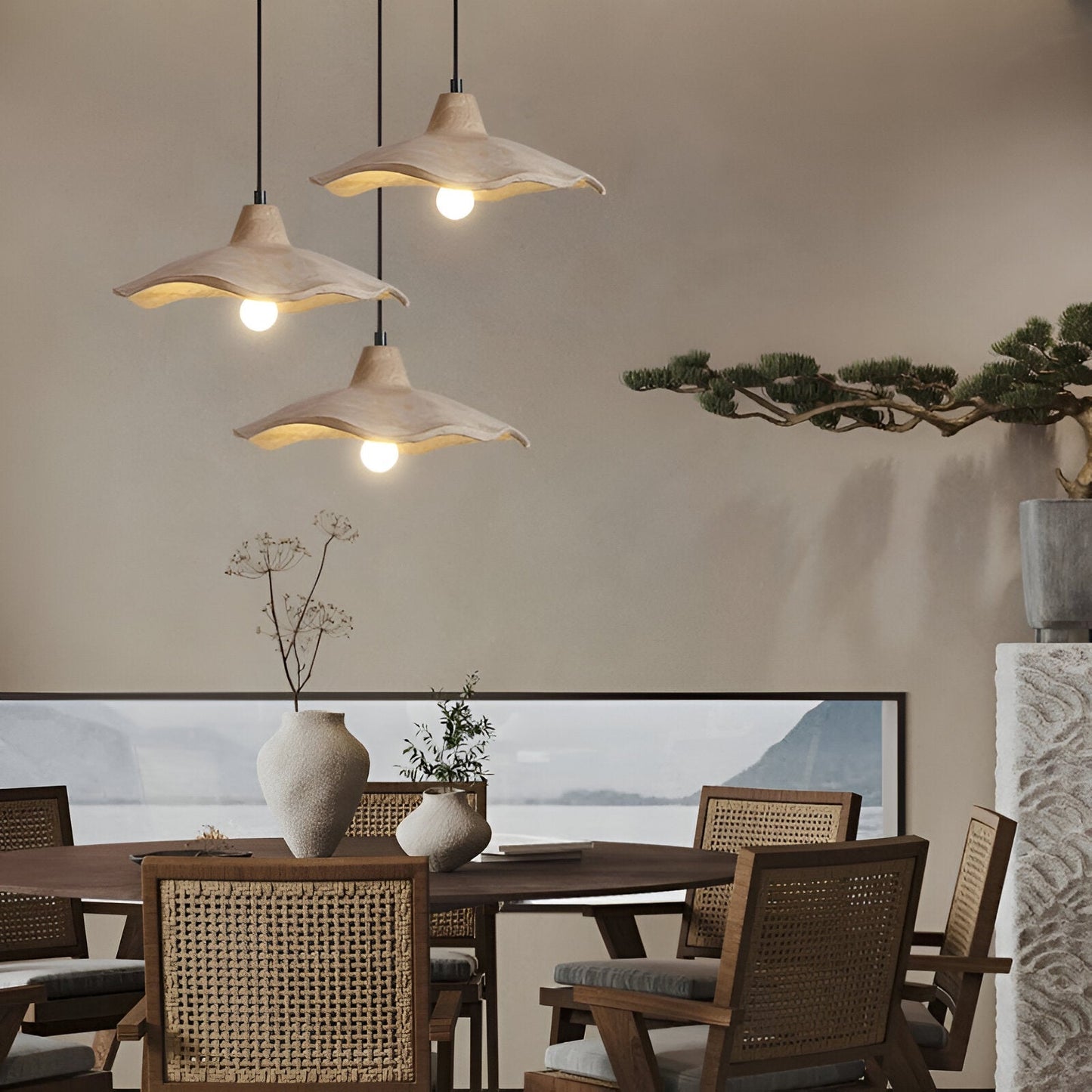 Nordic Wabi Sabi Pendant Light With Cement Flower Shade | Corvella