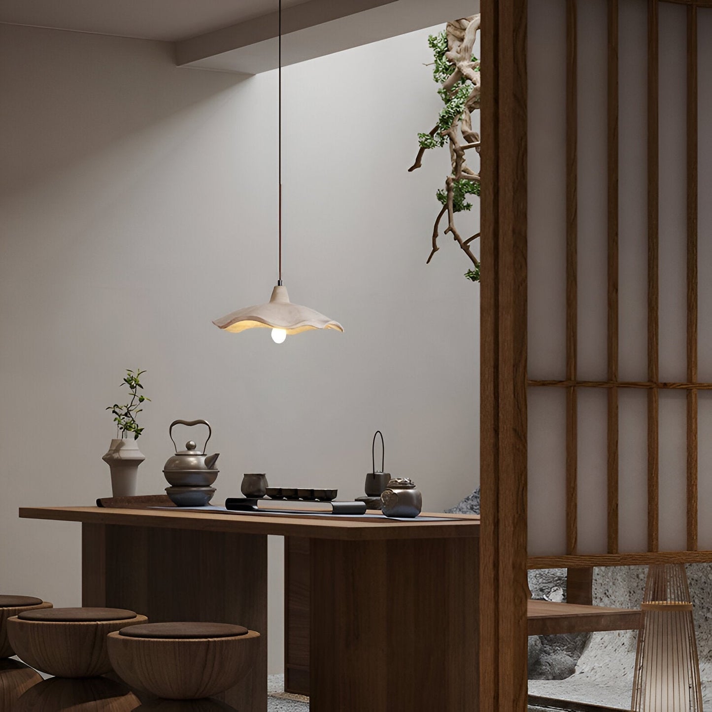 Nordic Wabi Sabi Pendant Light With Cement Flower Shade | Corvella