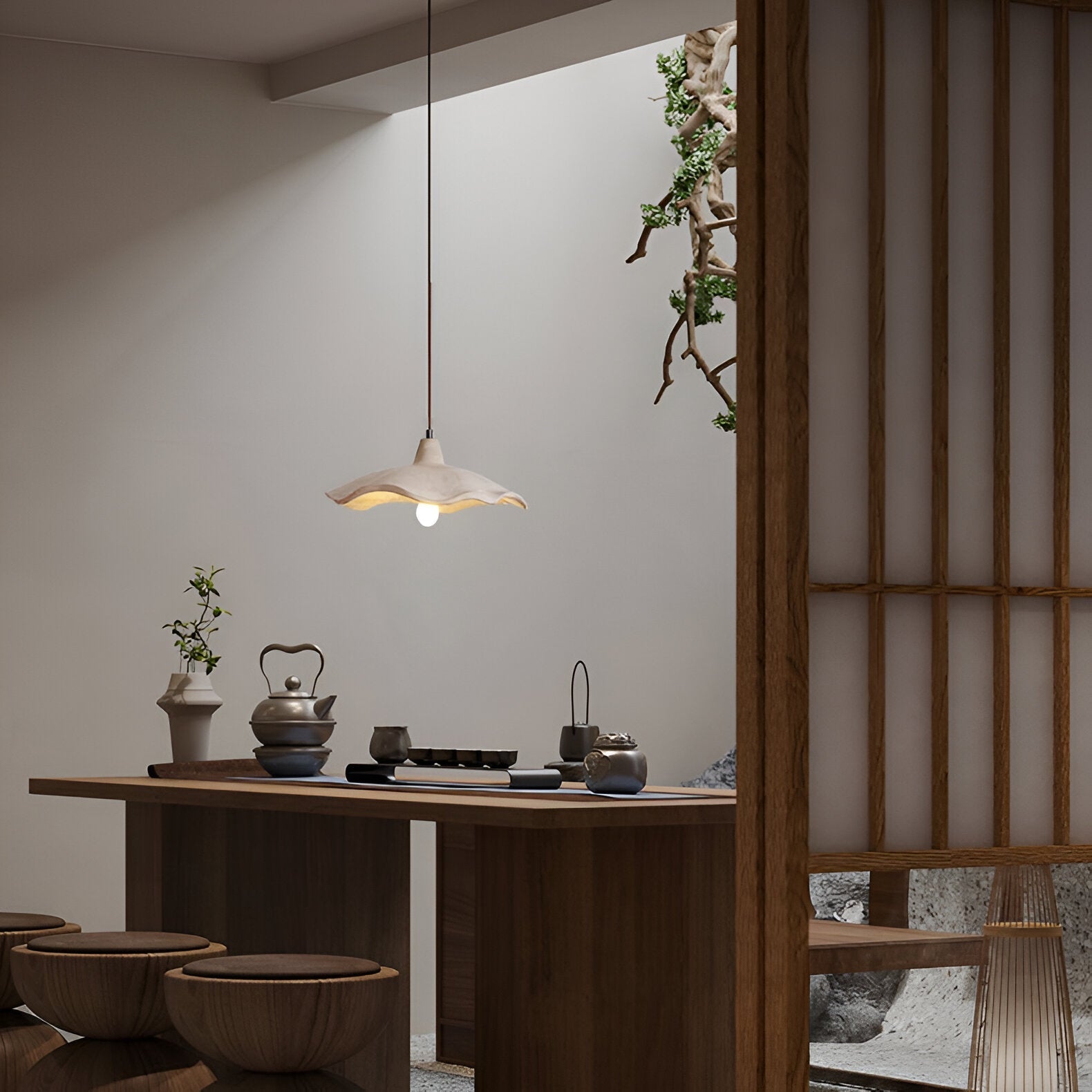 Nordic Wabi Sabi Pendant Light With Cement Flower Shade | Corvella