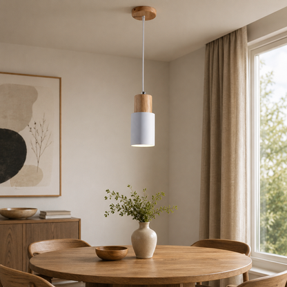 Nordic Wood Accent LED Pendant Light for Dining Areas | Quorena