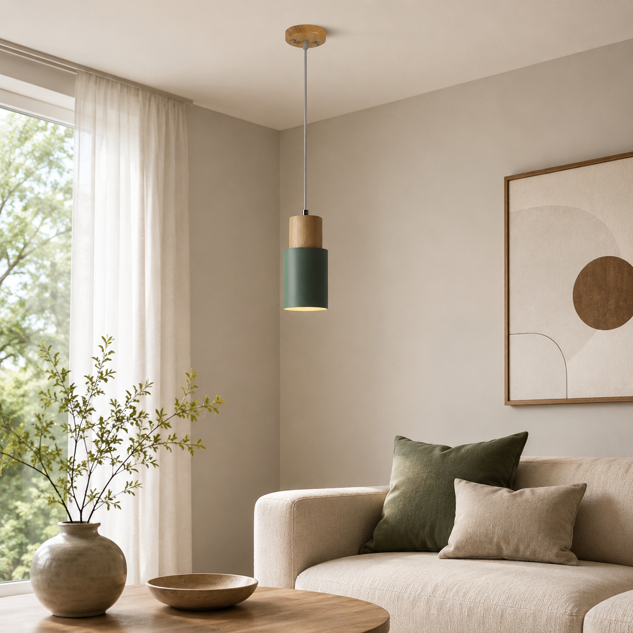 Nordic Wood Accent LED Pendant Light for Dining Areas | Quorena