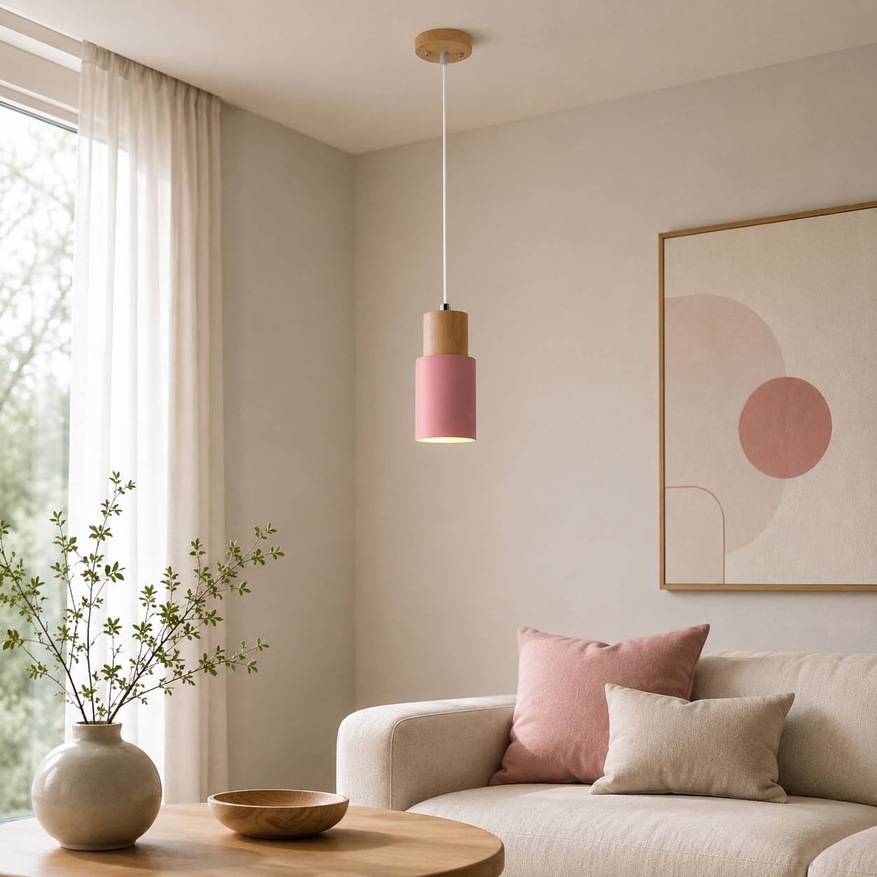 Nordic Wood Accent LED Pendant Light for Dining Areas | Quorena