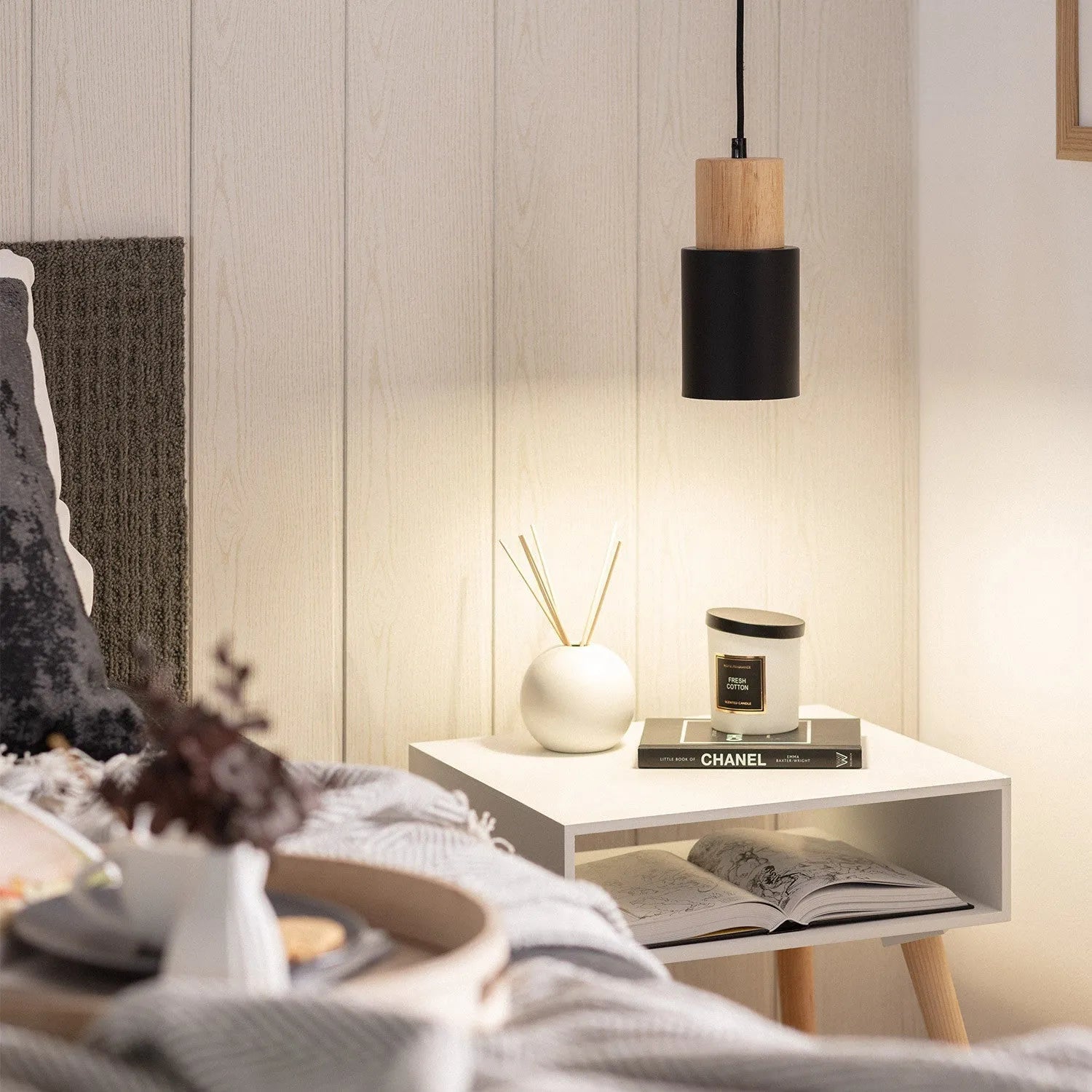 Nordic Wood Accent LED Pendant Light for Dining Areas | Quorena