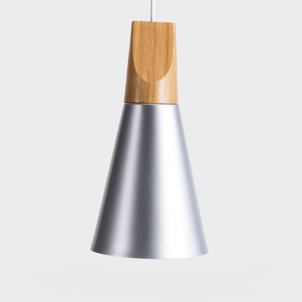 Nordic Wood Aluminium Cone Pendant Light E27 Ceiling Lamp | Xavoryn