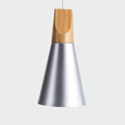 Nordic Wood Aluminium Cone Pendant Light E27 Ceiling Lamp | Xavoryn