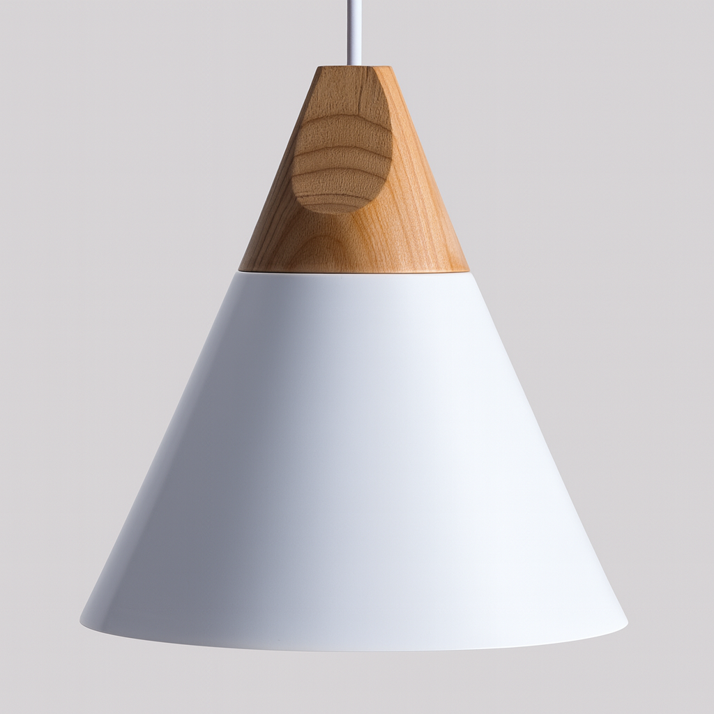 Nordic Wood Aluminium Cone Pendant Light E27 Ceiling Lamp | Xavoryn