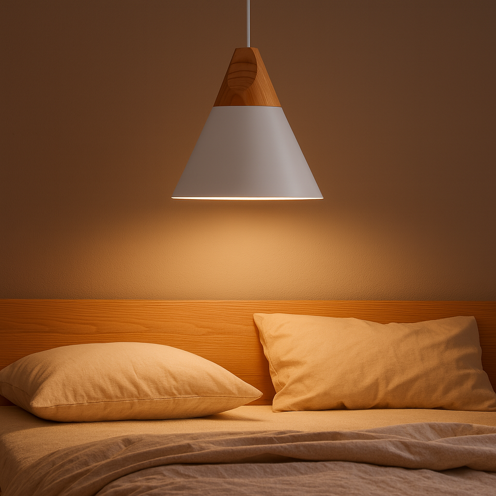 Nordic Wood Aluminium Cone Pendant Light E27 Ceiling Lamp | Xavoryn