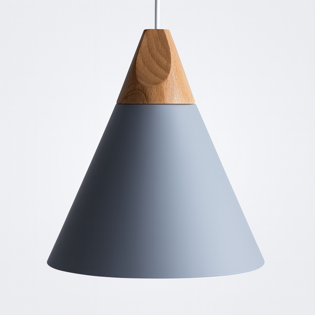 Nordic Wood Aluminium Cone Pendant Light E27 Ceiling Lamp | Xavoryn