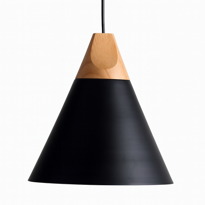 Nordic Wood Aluminium Cone Pendant Light E27 Ceiling Lamp | Xavoryn