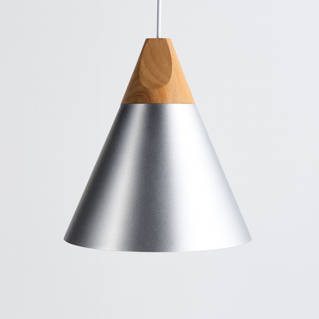 Nordic Wood Aluminium Cone Pendant Light E27 Ceiling Lamp | Xavoryn